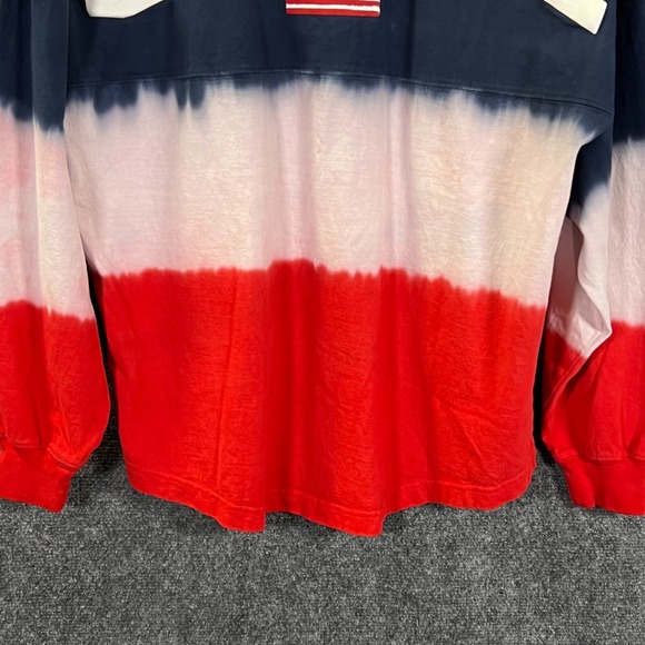 USA Patriotic Spirit Jersey LS Tie Dye Crewneck T-Shirt Oversized RWB Size S - Picture 3 of 13